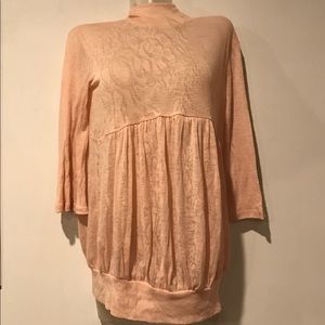 GALLIANO floral light knit pale pink boho top NWT